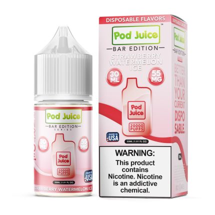 Pod Juice Bar Edition Salt Nic - Strawberry Watermelon Ice - 35mg or 55mg - 30ml bottle - UK