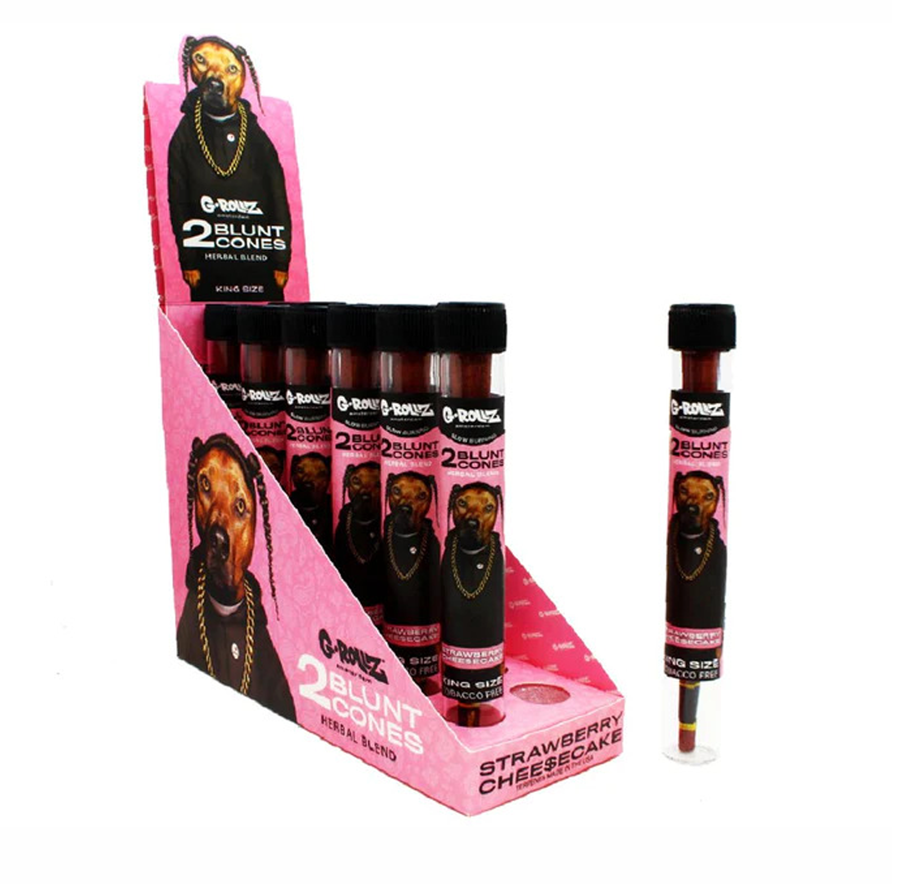 G-ROLLZ-Terpene-Blunt-Cones-2-Per-Pack-Strawberry-Cheesecake-UK-01.png G-Rollz Terpene + Yerba Mate Infused Blunt Strawberry Cheesecake Cones – 2 Pack - - AUS - Image 1