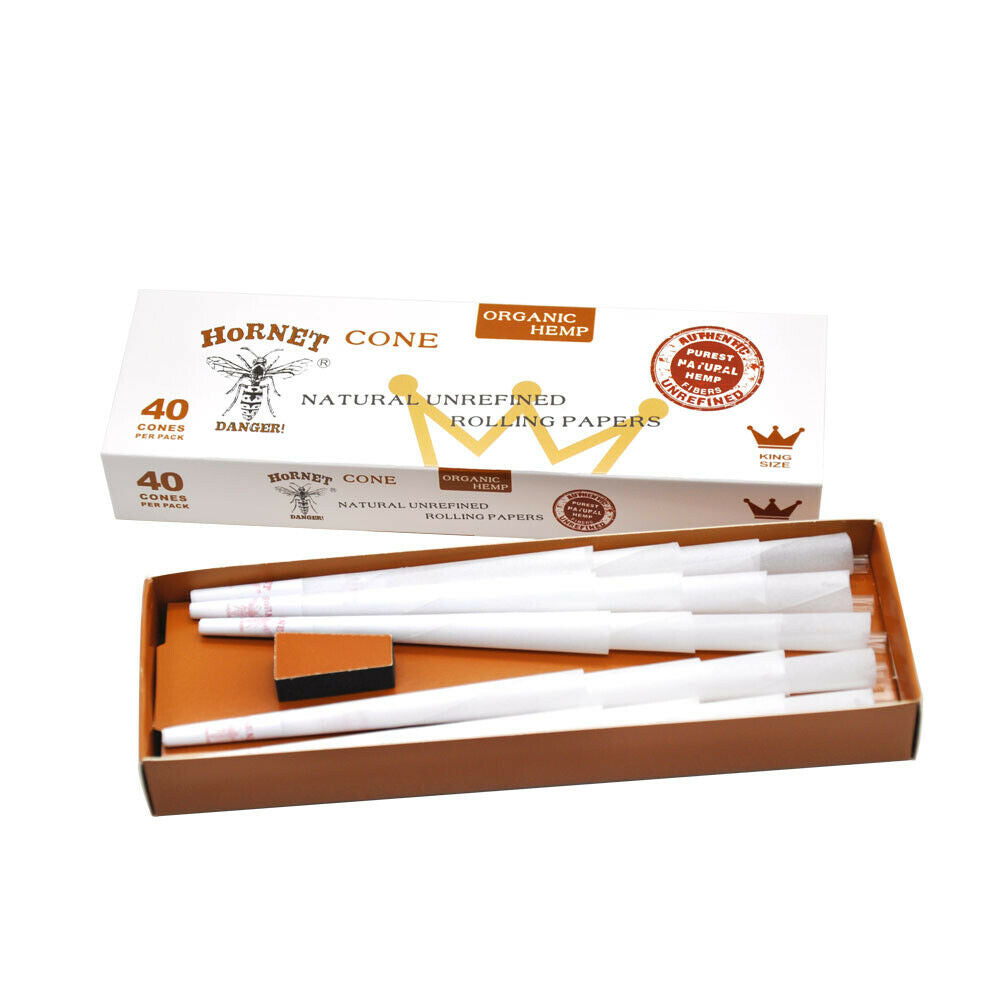 Hornet-White-Unbleached-11cm-KS-Pre-Rolled-Cones-40-UK-01 Hornet Unbleached King Size Pre-Rolled Hemp Cones – 40 Pack - - AUS - Image 1