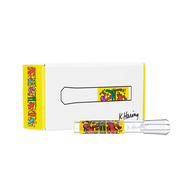 Kharing-Waterpipe-Glass-Pipe-Taster-Bong-UK-05 Glass Taster Pipe by Keith Haring Iconic Artwork - Image 1