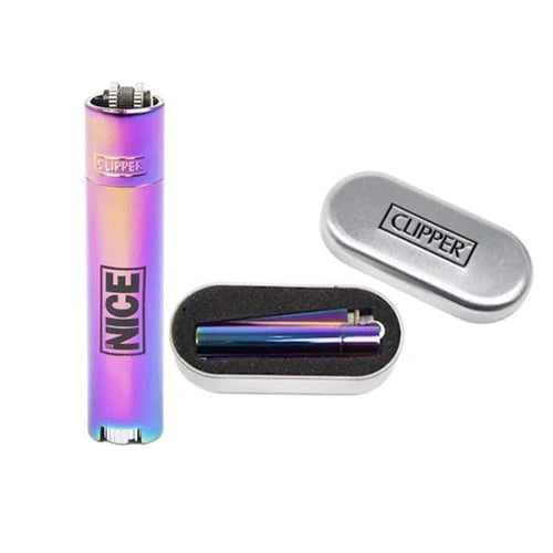 NICE-Printed-Refillable-Lighters-Mr-Nice-UK-01 Clipper Metal Flint Lighter - Mr Nice Rainbow Design - Image 1