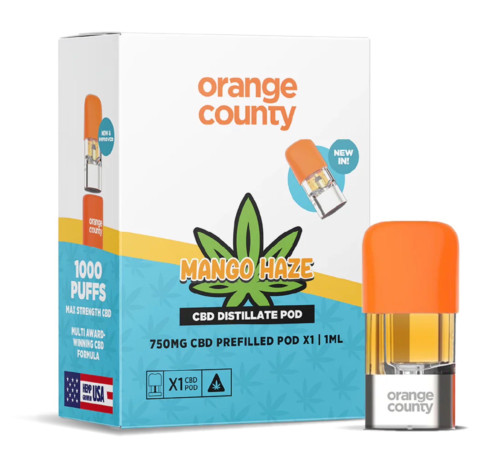 Orange-County-CBD-Distillate-Refill-Pod-750mg-Mango-Haze-1ml-Single-Piece-UK-01.png Orange County CBD Distillate Refill Pod 750mg Mango Haze 1ml - AUS - Image 1