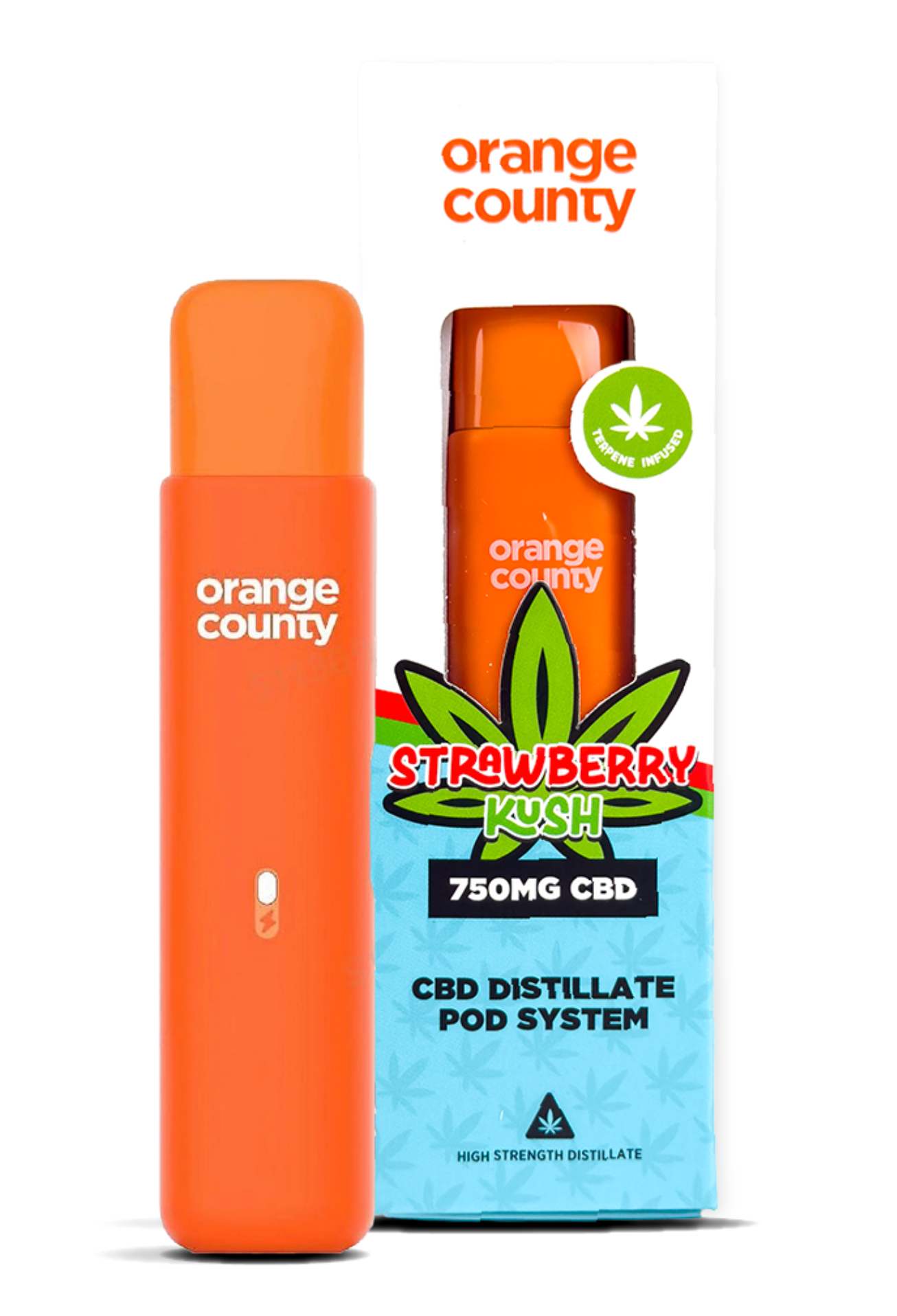 Orange-County-Strawberry-Kush-CBD-Distillate-Pod-System-750mg-1ml-UK-01.png Orange County Strawberry Kush CBD Distillate Pod System 750mg (1ml) - AUS - Image 1