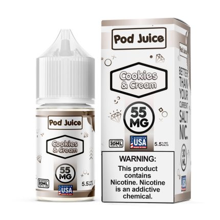 Pod Juice Tobacco Free Salt Nic - Cookies and Cream Eliquid - 35/55mg - 30ml bottle - AUS