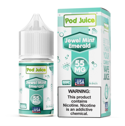 Pod Juice Tobacco Free Salt Nic - Jewel Mint Emerald - 55mg - 30ml bottle - AUS