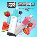 Pod Mesh 5500 V2 Rechargeable Pod Vape – 5500 Puffs (5.5%) with Adjustable Airflow - 3 for 2