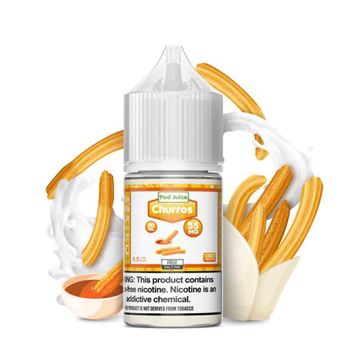 Pod_Juice_Synethic_Nicotine_Salt_55mg_e_juice_30ml_Churros_UK Pod Juice Tobacco Free Salt Nic - Churros Eliquid - 35/55mg - 30ml bottle - AUS - Image 1