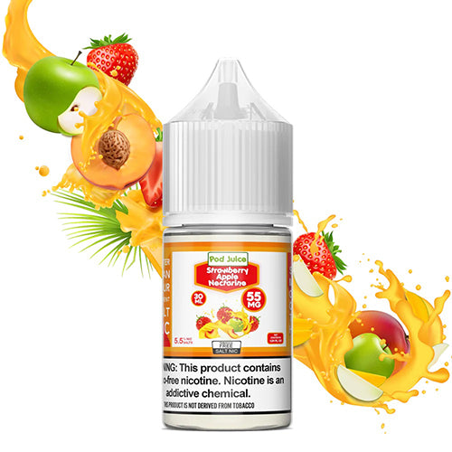 Pod Juice Tobacco Free Salt Nic - Strawberry Apple Nectarine Eliquid - 35/55mg - 30ml bottle - AUS - Image 1