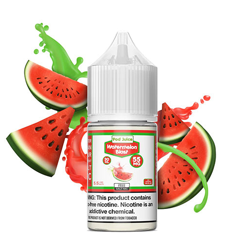 Pod Juice Tobacco Free Salt Nic - Watermelon Blast Eliquid - 35/55mg - 30ml bottle - UK - Image 1