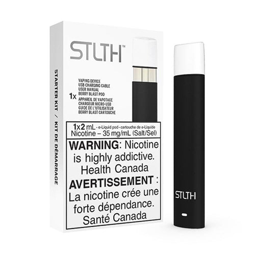 STLTH-Starter-Kit-Vaporizer-Salt-Nic-Vape-Black-UK-01 STLTH Starter Kit - Black (Berry Blast 35 mg/mL Pod) - AUS - Image 1