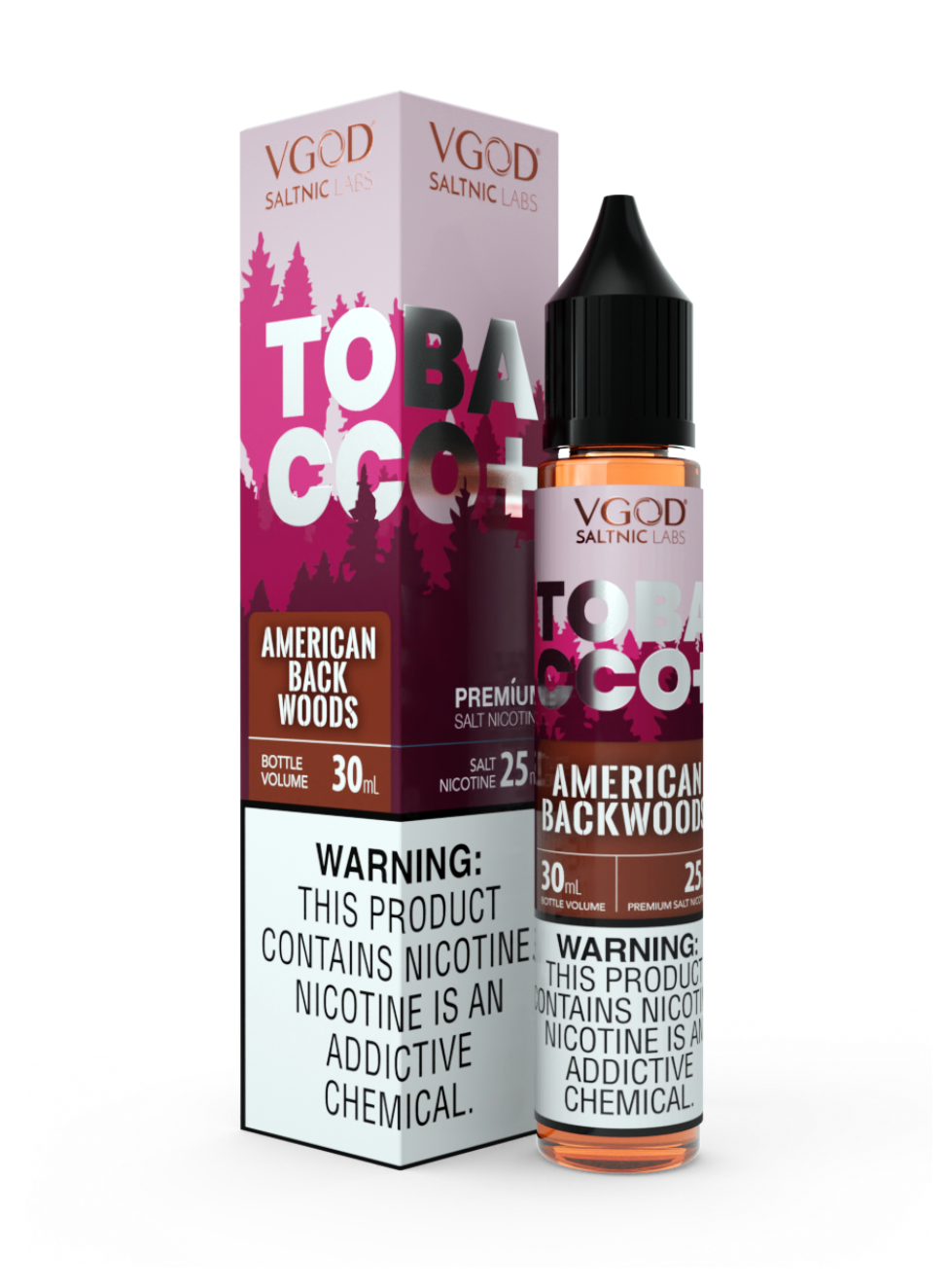 VGOD-Tobacco-Plus-American-Backwoods-50MG-Nicotine-Salt-E-Liquid-30ML-UK-01.png VGod Salt Nic - American Backwoods e-liquid - 50mg - 30ml bottle - AUS - Image 1