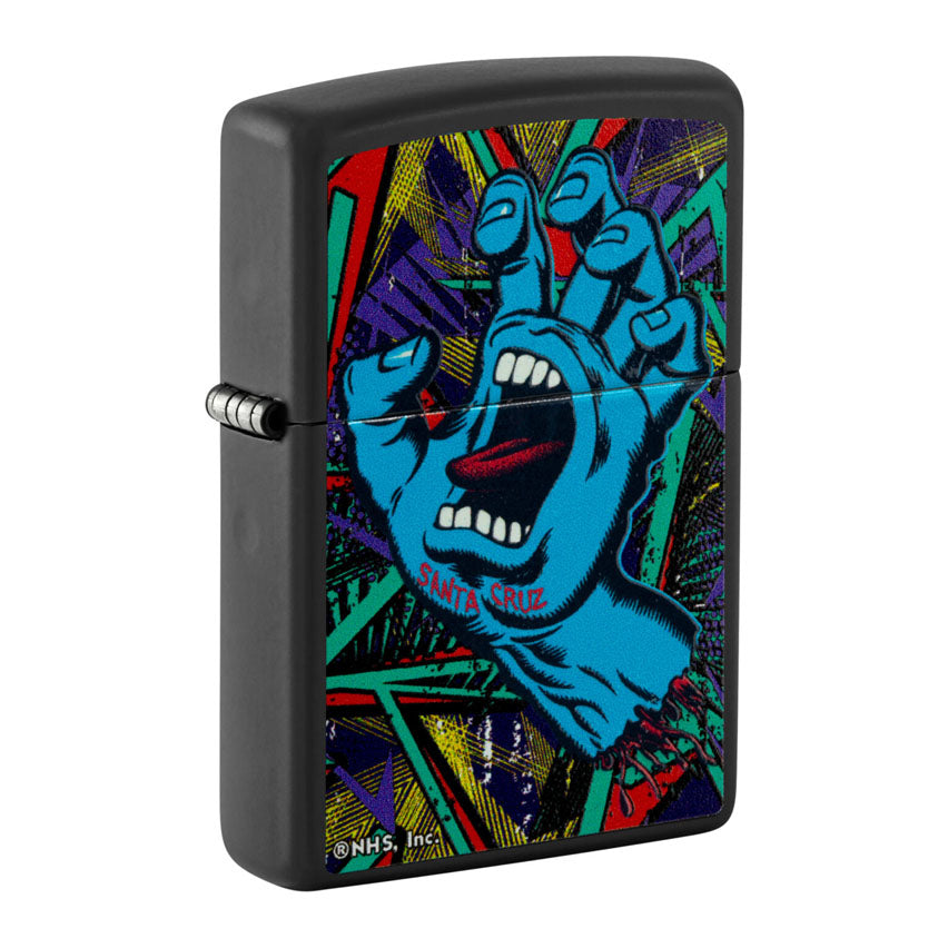 Zippo-218-Santa-Cruz-UK-01 Santa Cruz Skateboards Screaming Hand Black Zippo Lighter - Image 1
