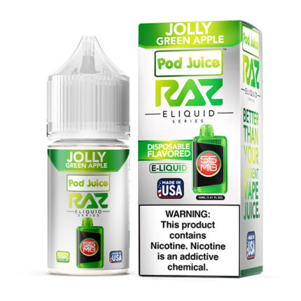 Pod Juice x RAZ Salt Nic - Jolly Green Apple - 35mg - 55mg - 30ml bottle - AUS